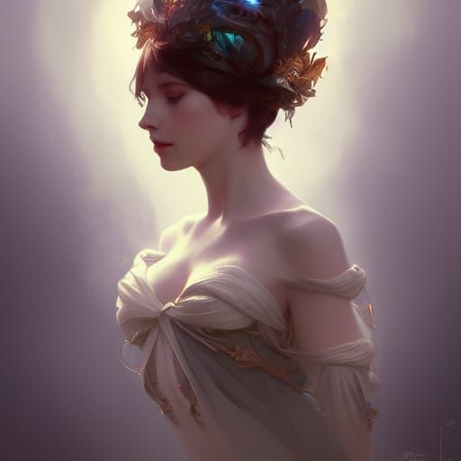 Fairytale Portrait in Hyperdetailed Art Nouveau Style