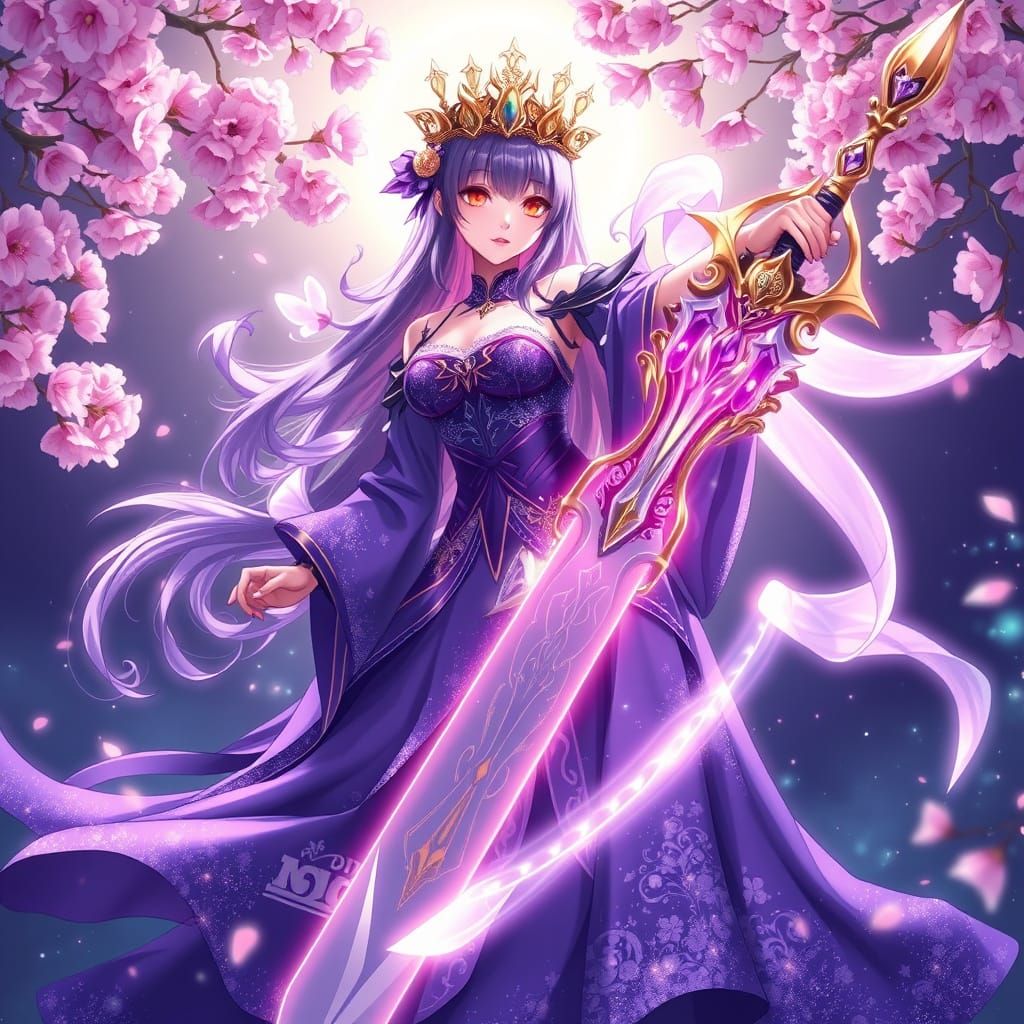 Celestial Maiden with Greatsword in Anime Style