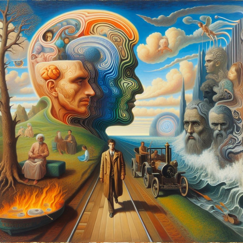 Surreal Psychological Growth: A Man's Life Journey
