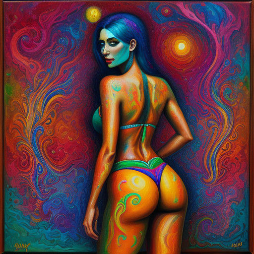 Psychedelic Woman in Vibrant Oil Painting