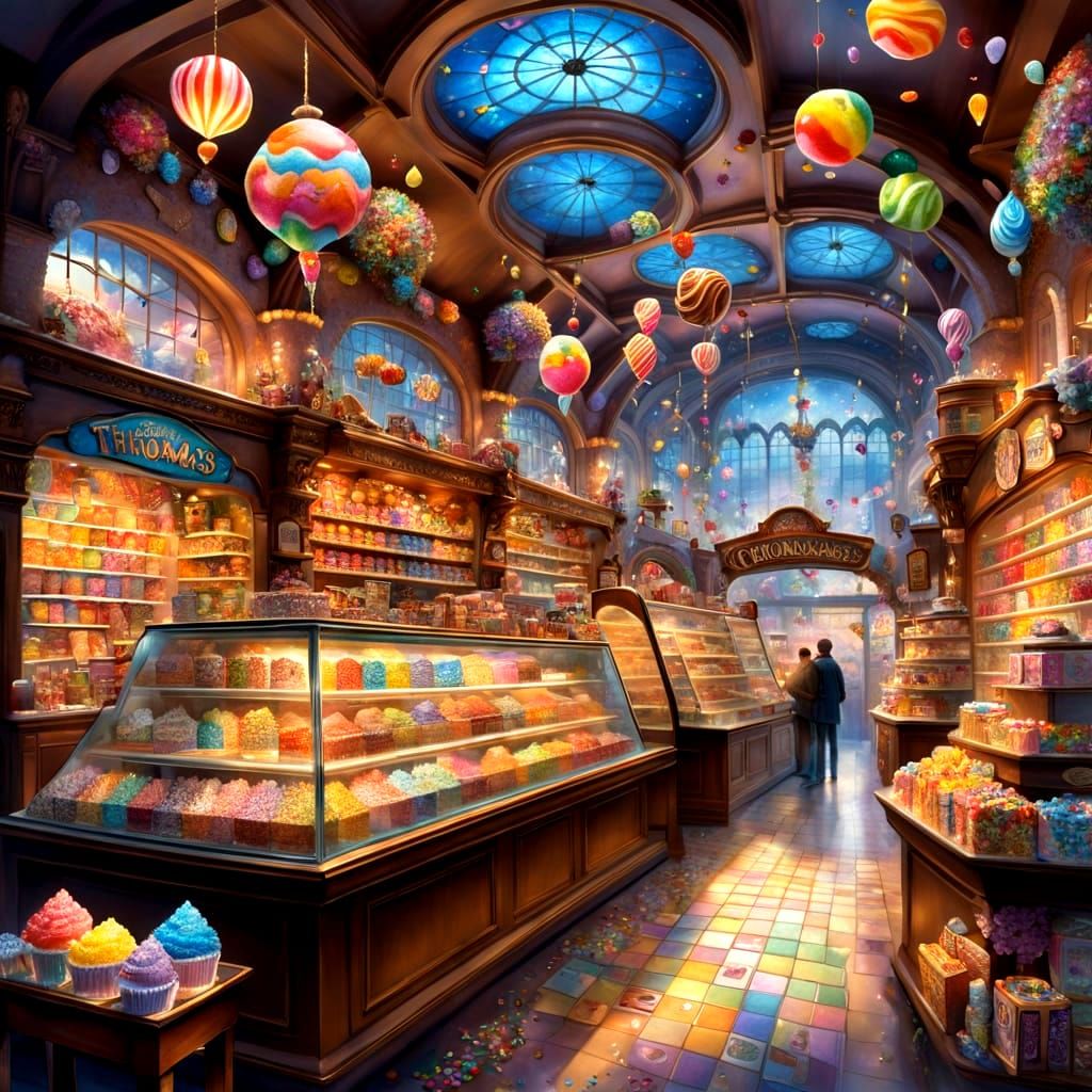 Dreamy Candy Shop Interior in Photorealistic Style