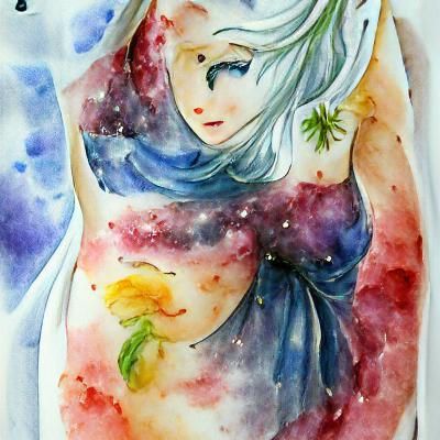 Virgo in Watercolor with Space Background