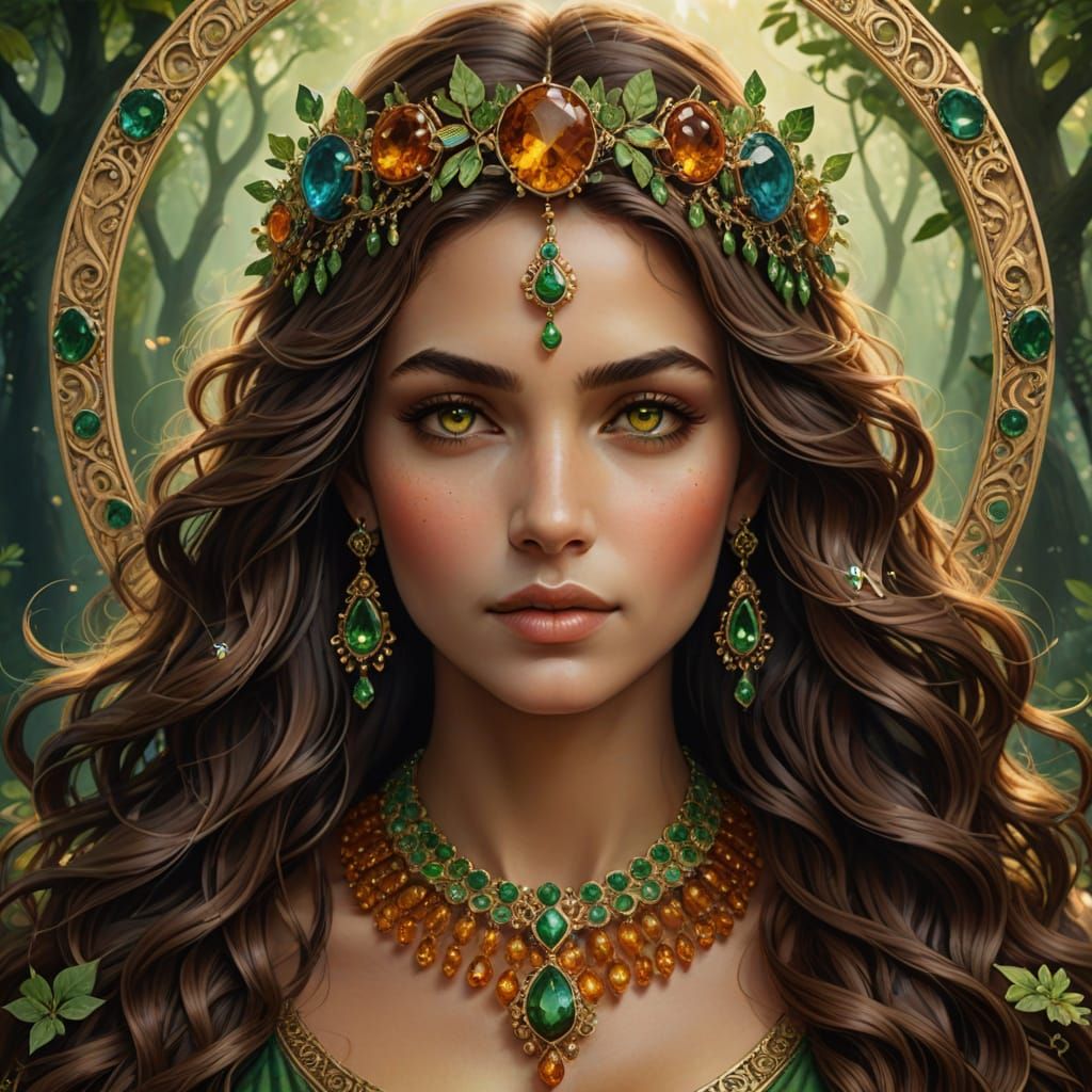 Gaia, Goddess of Earth, in Earth-Green Gown