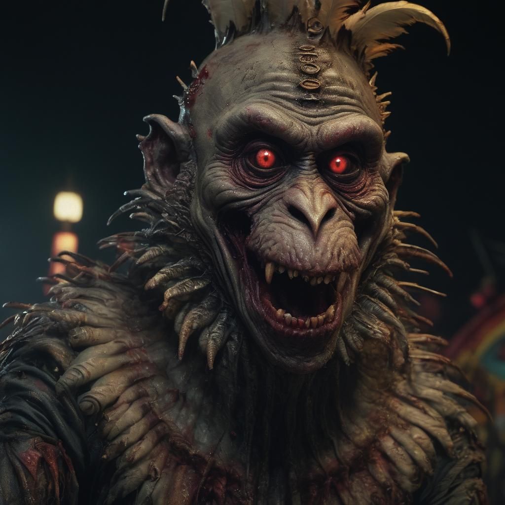 Grotesque Carnival Creature in Dark, Gothic Style