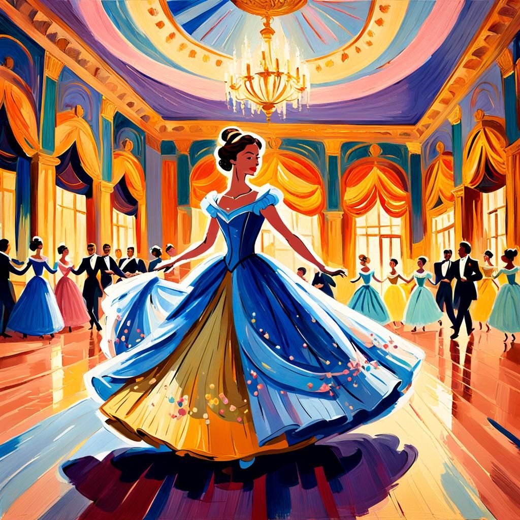 Belle and Cinderella's Fauvist Ballroom Dance