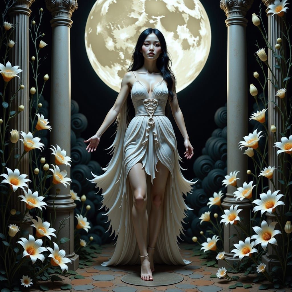 Goddess of Love Illuminated in Golden Chiaroscuro