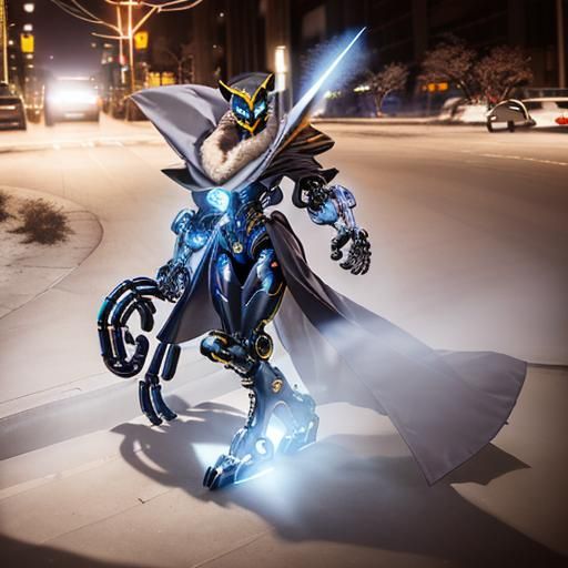 Cybernetic Displacer Beast in Cityscape, Digital Photography