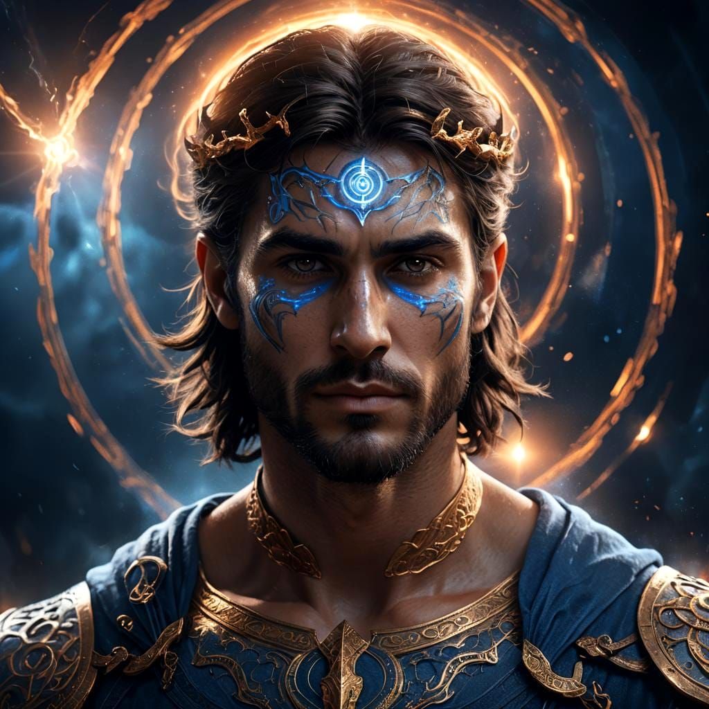 Ethereal Man with Runes: Fantasy Art Concept