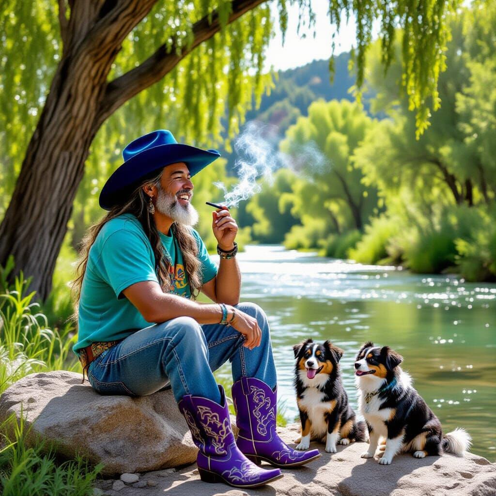 Shaman in Velarde Landscape with Earthy Tones