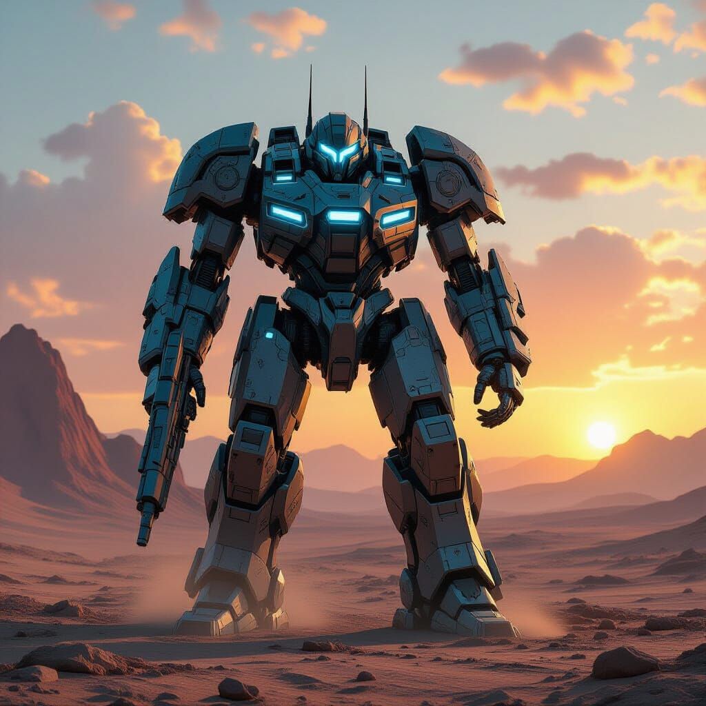 Mech Battlesuit on Alien Planet in Giger Style