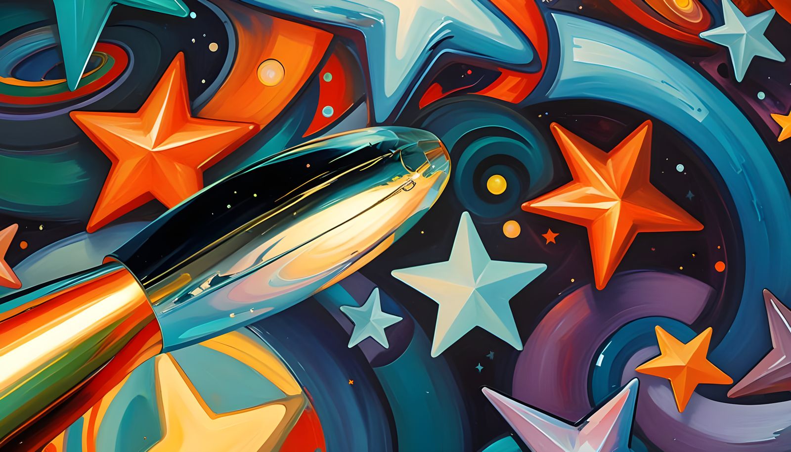 Surreal Cosmic Vortex in Thick Impasto Oil Painting Style