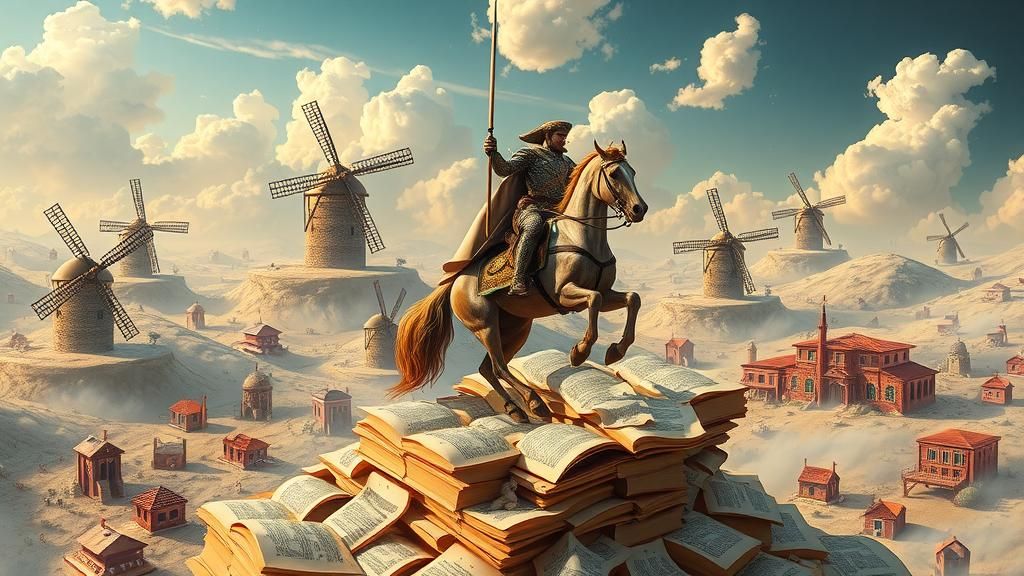 Don Quixote in Surreal Dreamscape Optical Illusion