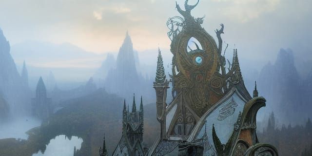 Enchanted Elven Temple in Forest Colors