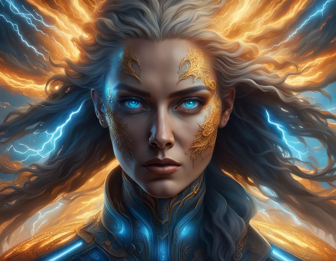 Woman with Storm Powers in Greg Rutkowski Style