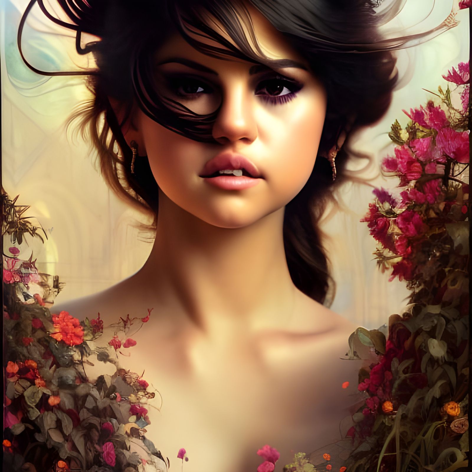 Selena Gomez Portrait in Rococo Style