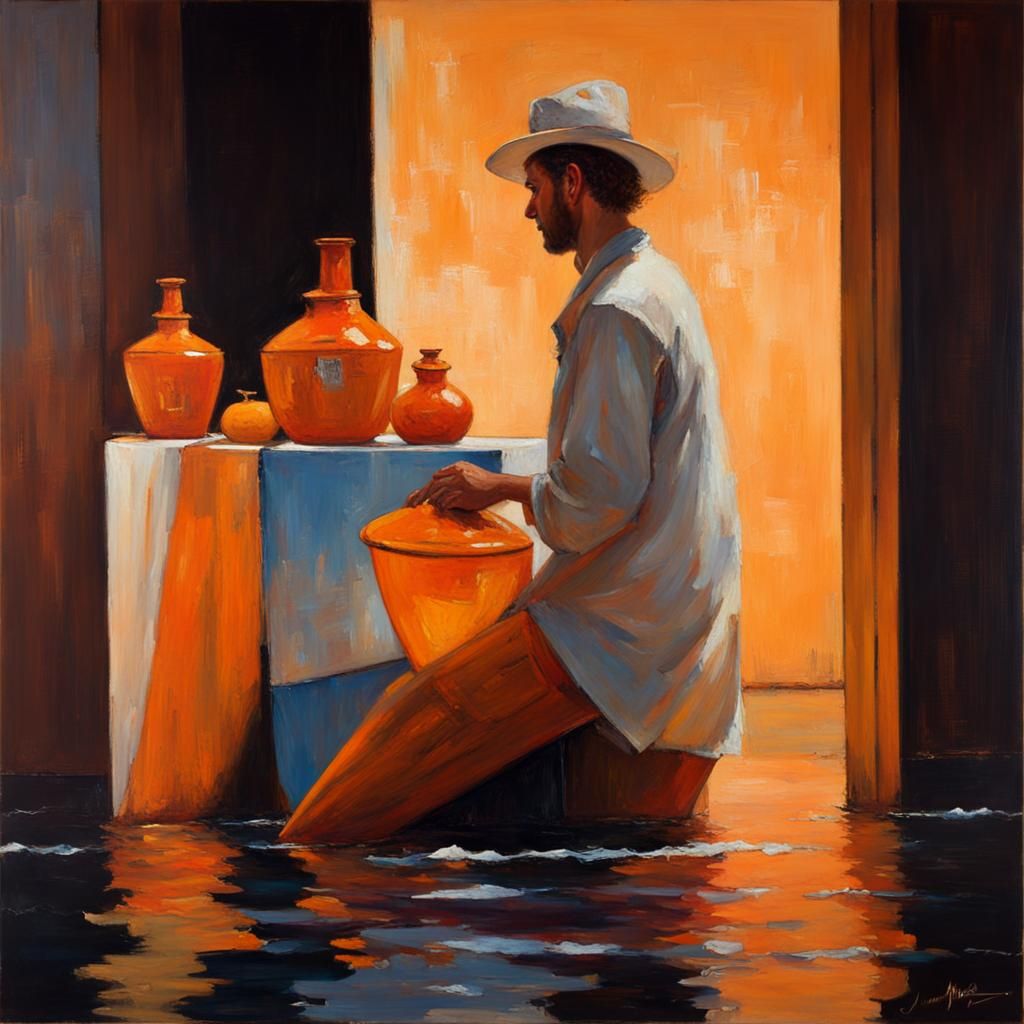 Orange Vessels: An Oil Painting