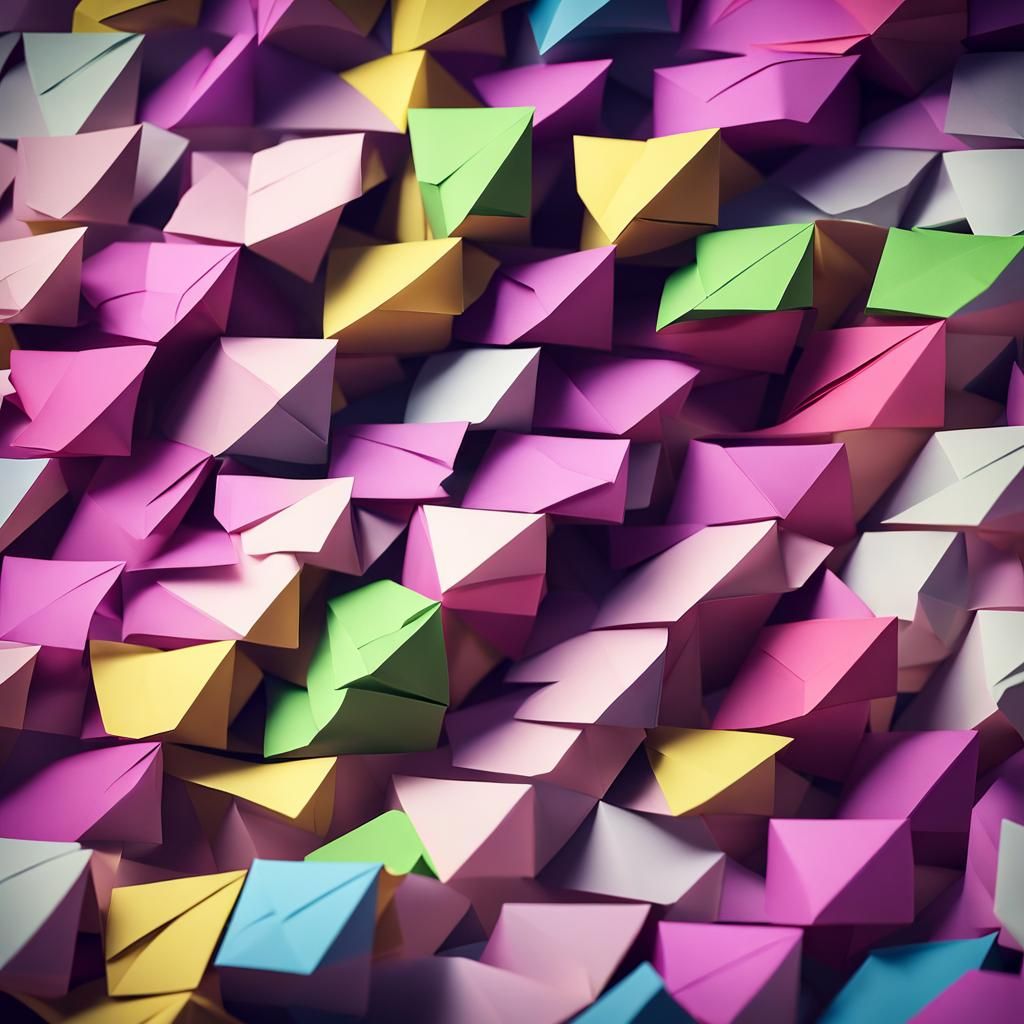 Geometry Dash Level in Origami Papercraft Style