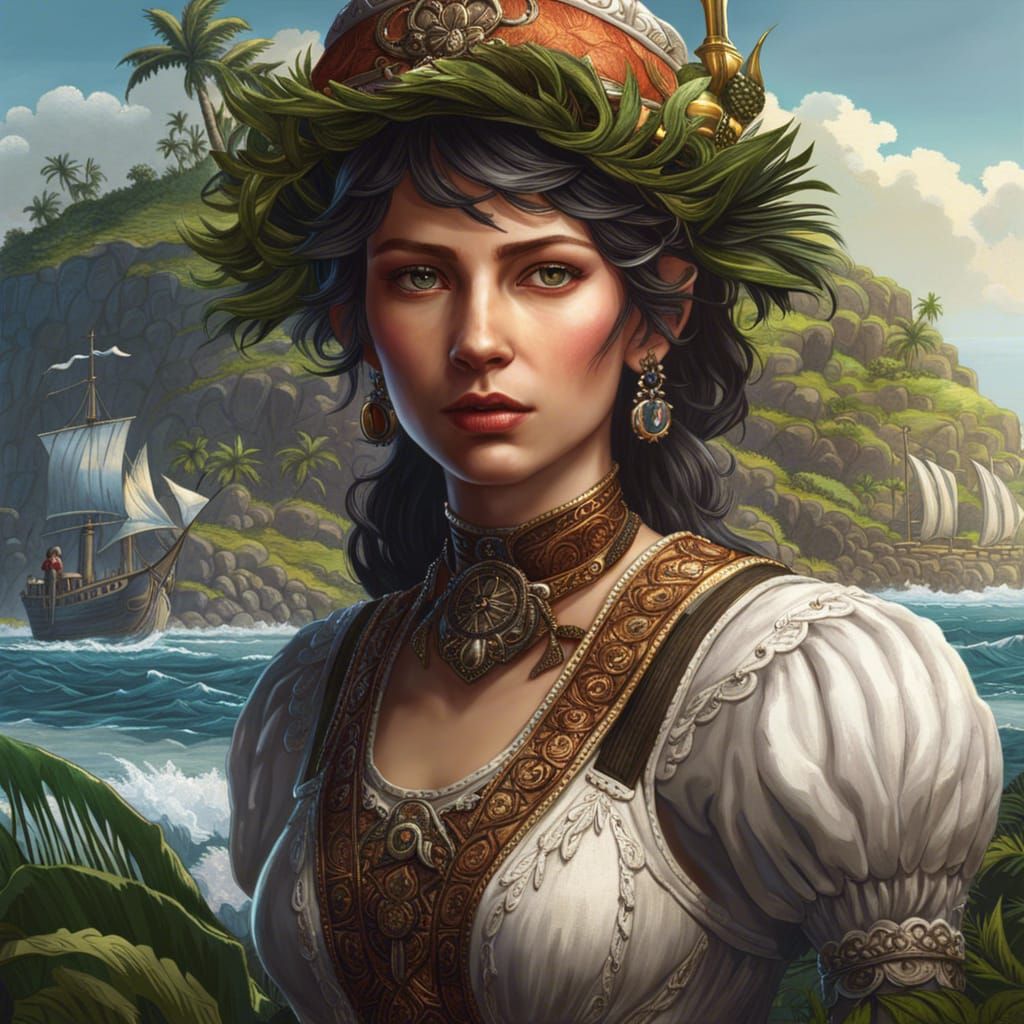 Lonely Island Maid and Caliban: Fantasy Concept Art