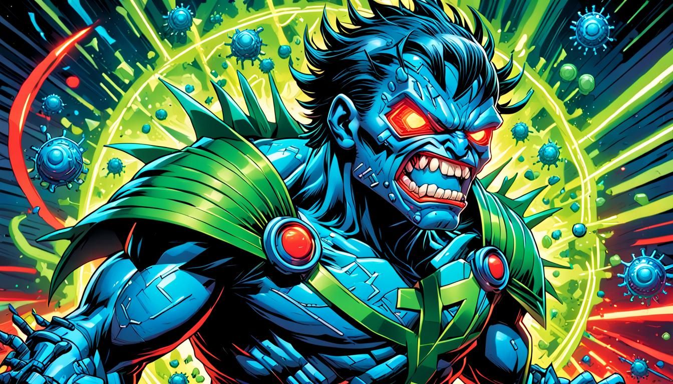 Virus Embraces Victory: Comic Book Illustration