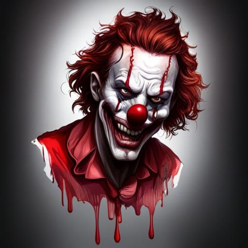 Creepy Clown with Bloody Knife Portrait