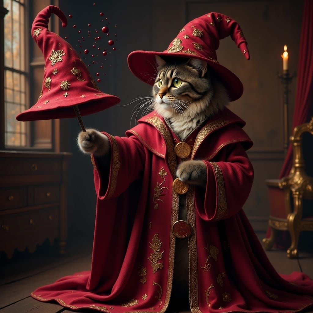 Whimsical Wizard Cat Summons Hat with Magic