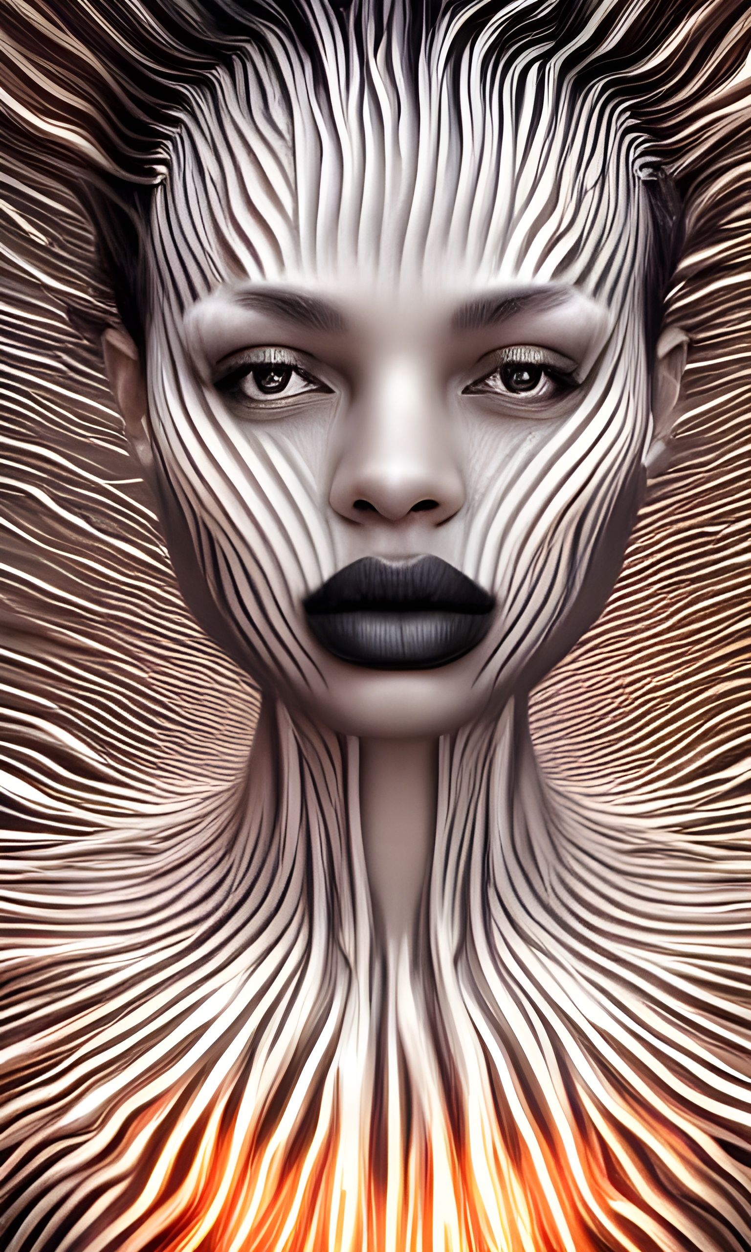 Fiery Oil Face Fantasy Art