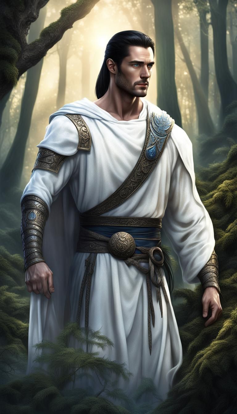 Chiseled Hero in Whimsical Enchanted Forest