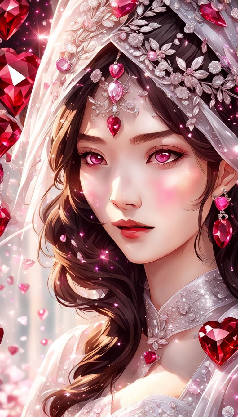 Ruby Gem Girl in a Crystal Fairy Tale