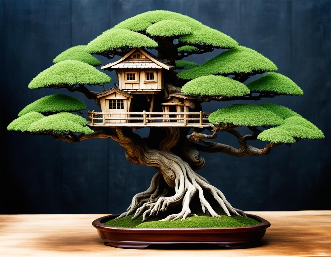 Miniature Treehouse in Bonsai Tree