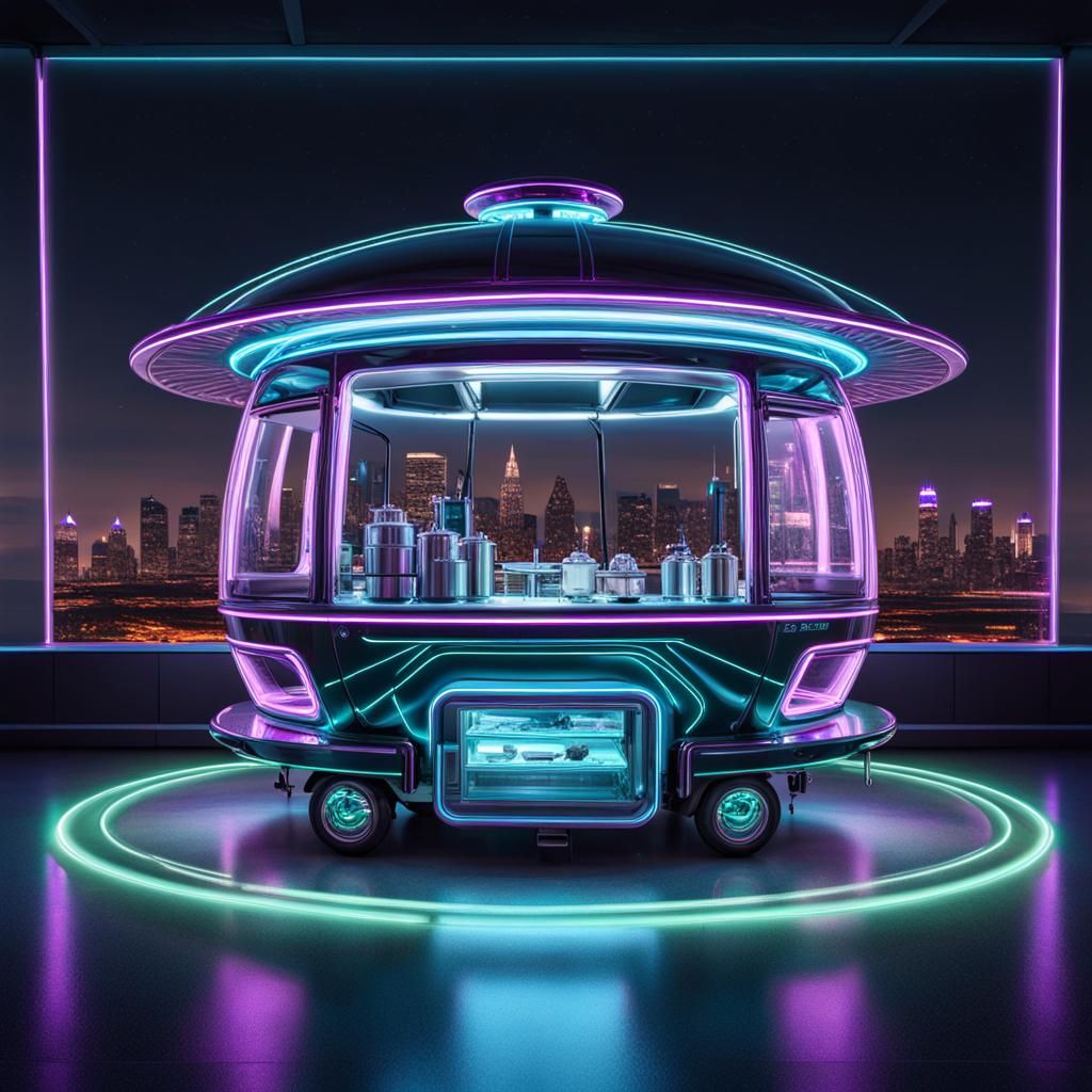 Futuristic UFO Food Truck in Space City