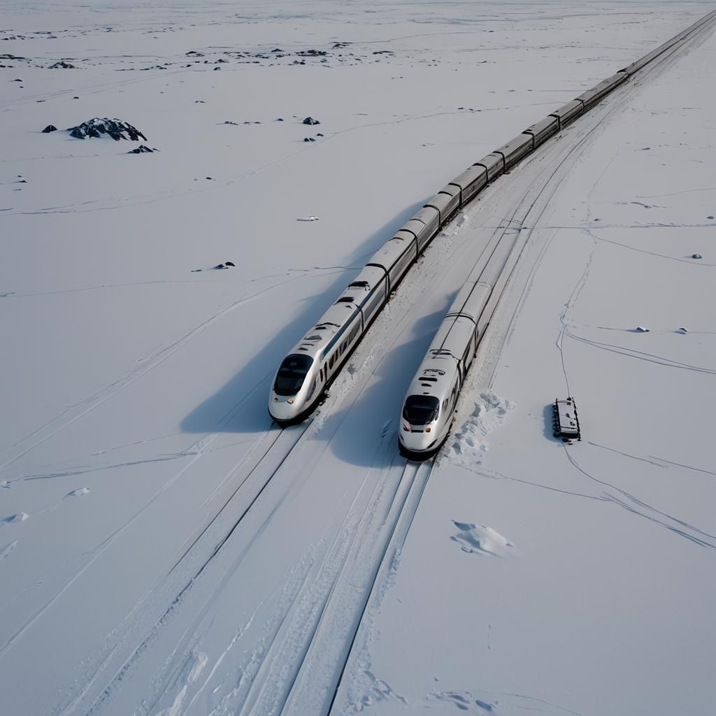 Frozen Bullet Train in Antarctica