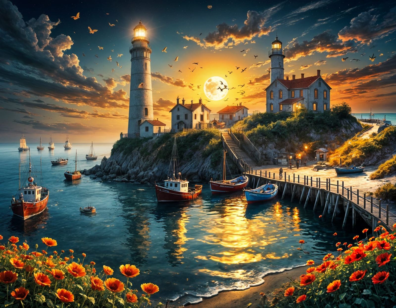 epic lighthouse sunset