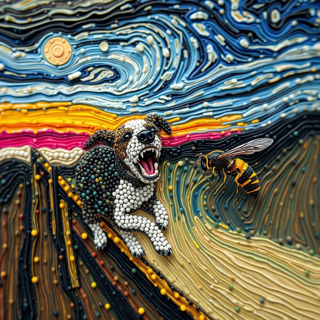 Dog Reimagines The Scream with Colored Pins
