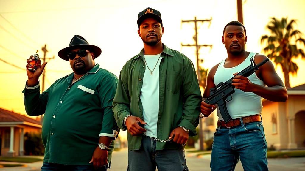 Three Friends Pose in a 90s LA-Inspired Suburban Neighborhoo...