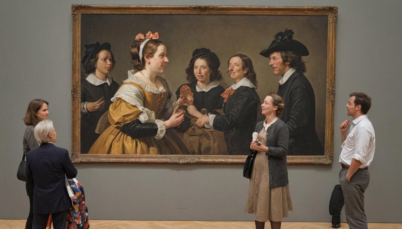 Art Exhibition with Paintings in Dutch Golden Age Style