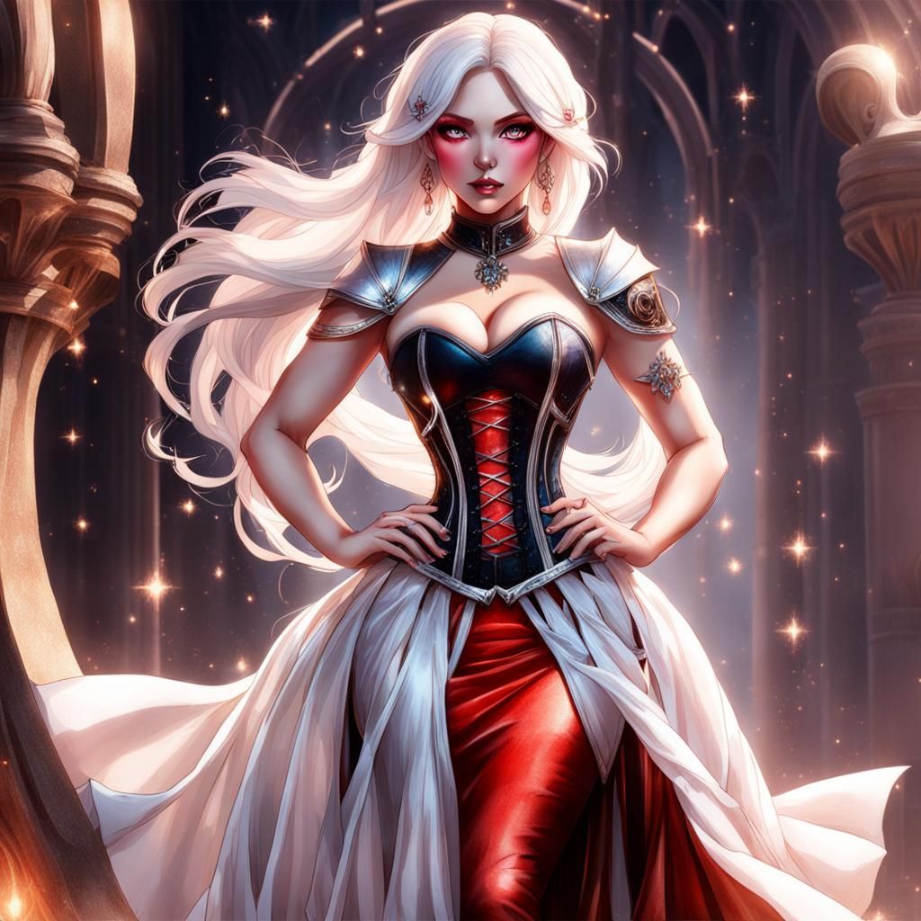 Beautiful Curvy Astral Elf in Corset Dress