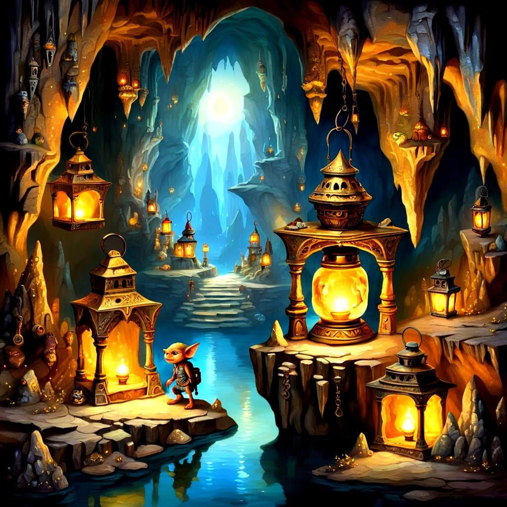 Goblin Illuminates Cavern With Ornate Lantern