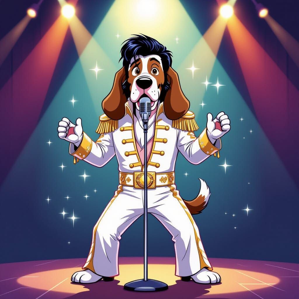 Elvis Basset Hound Sings in Concert