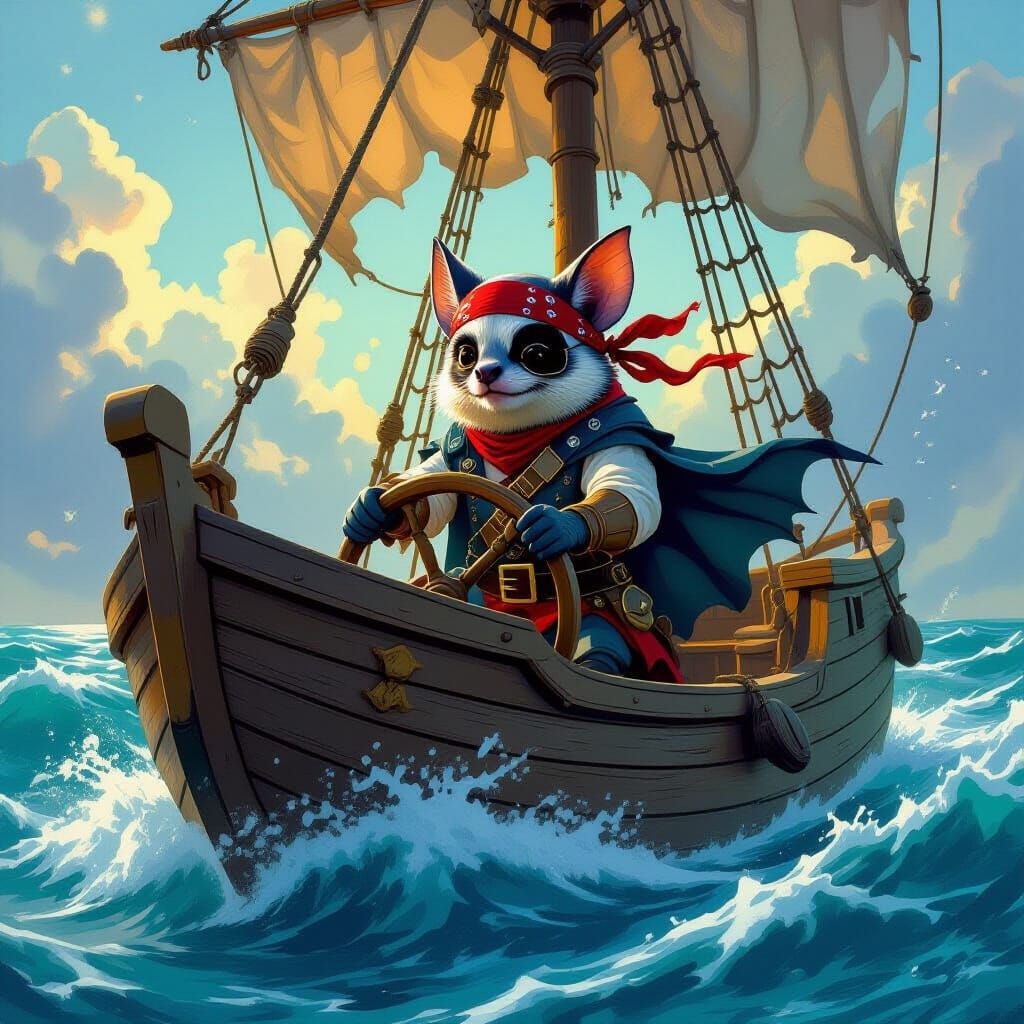 Pirate Bat Sailing the High Seas