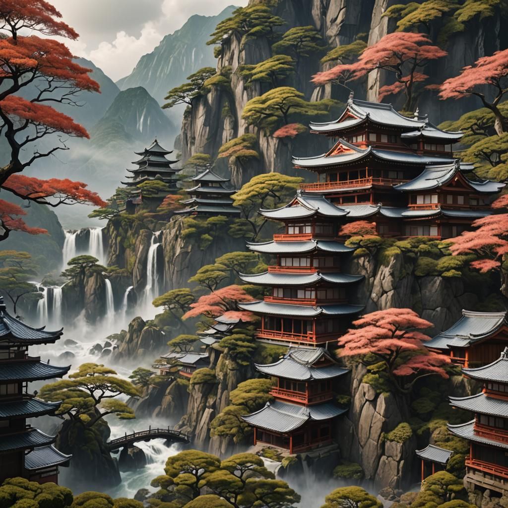 Detailed Matte Painting of a Japanese House