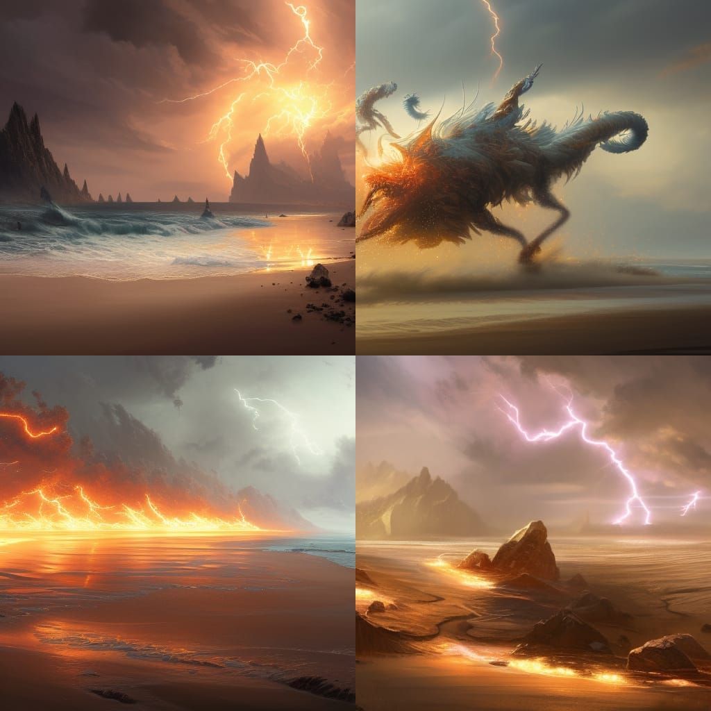 Lightning Strikes Sand: Vivid Hyperdetailed Concept Art