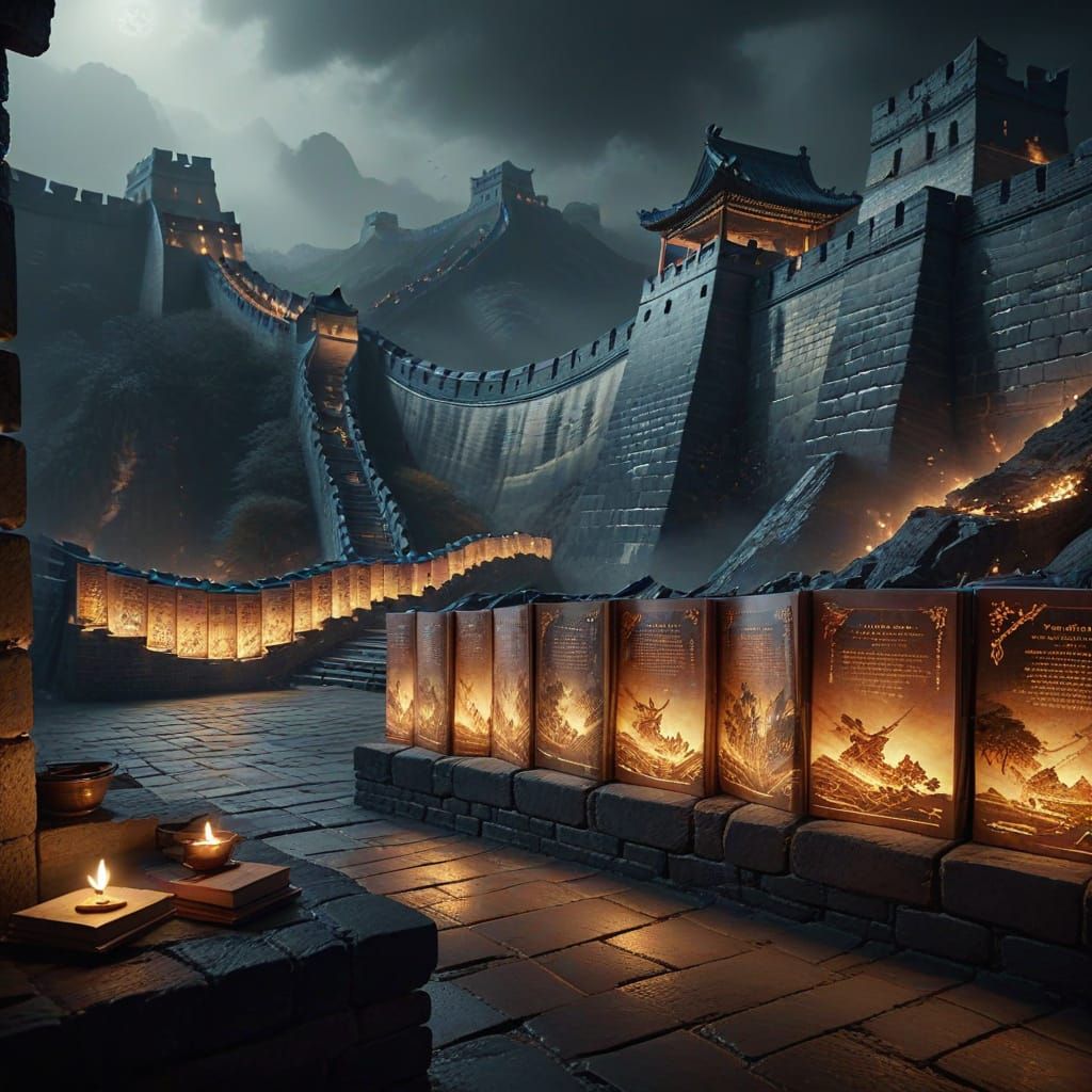 Great Wall Book Fair with Projected Ethereal Books