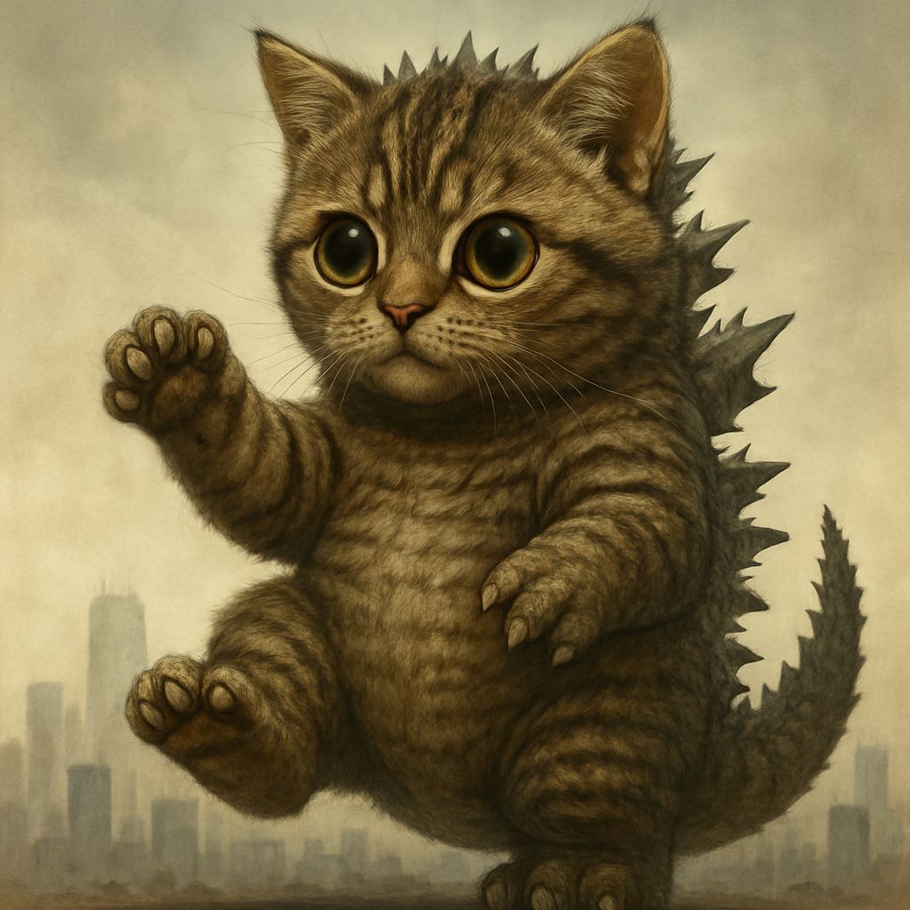 Tabby Kitten Kaiju Monster About to Stomp