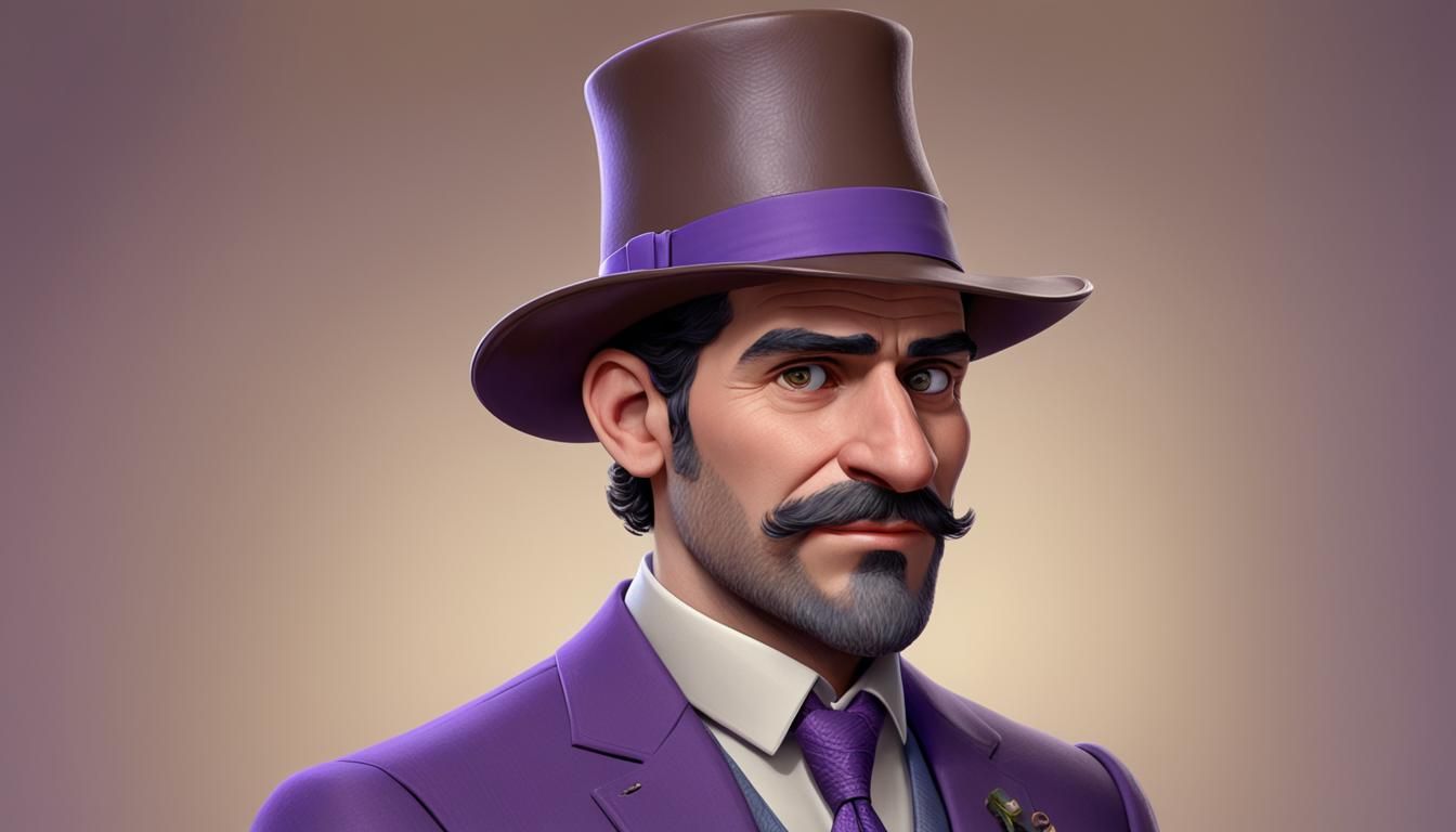 Greek Man in Purple Hat: 3D Digital Art