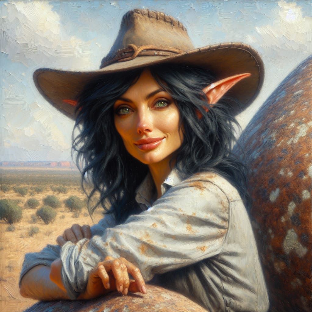Elf in Outback: Impressionistic Oil Painting