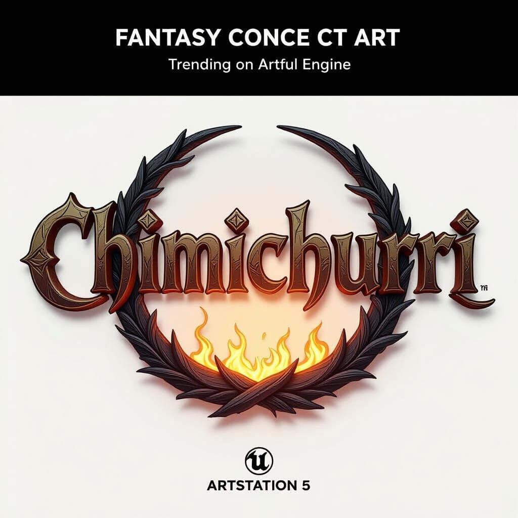 Fantasy "CHIMICHURRI" Logo Amidst Glowing Embers