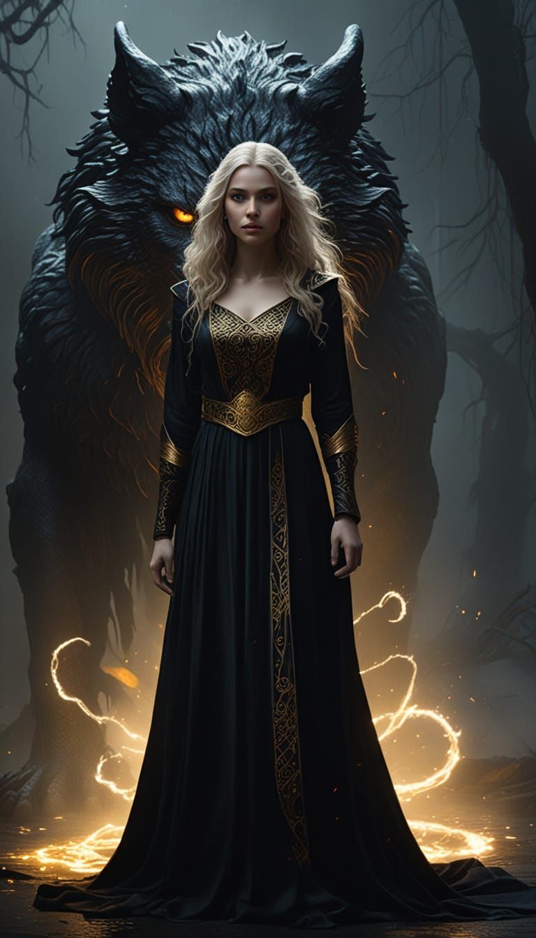 Dark Fantasy: Naëlii Vethra and Her Familiar