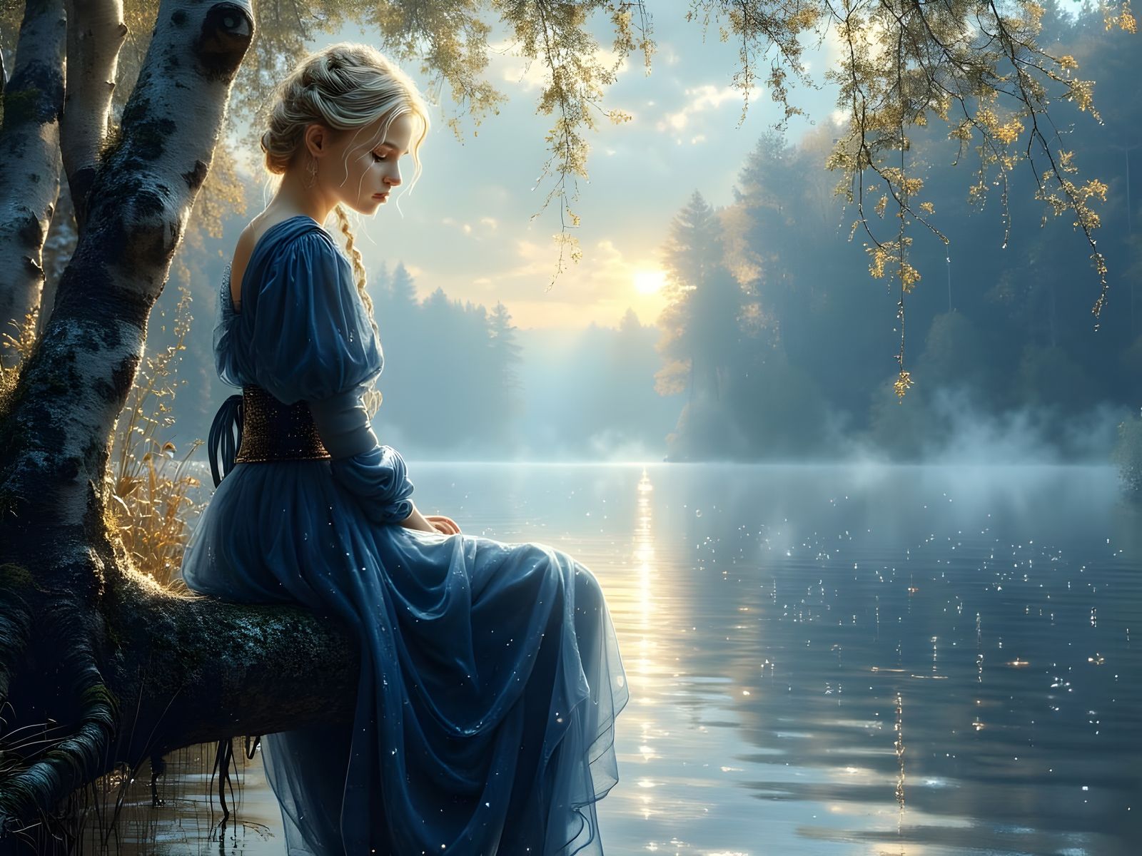 Ethereal Norse Goddess in Crepuscular Light