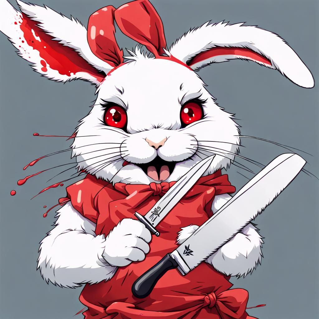 Cute But Deadly: Anime Bunny with Knife