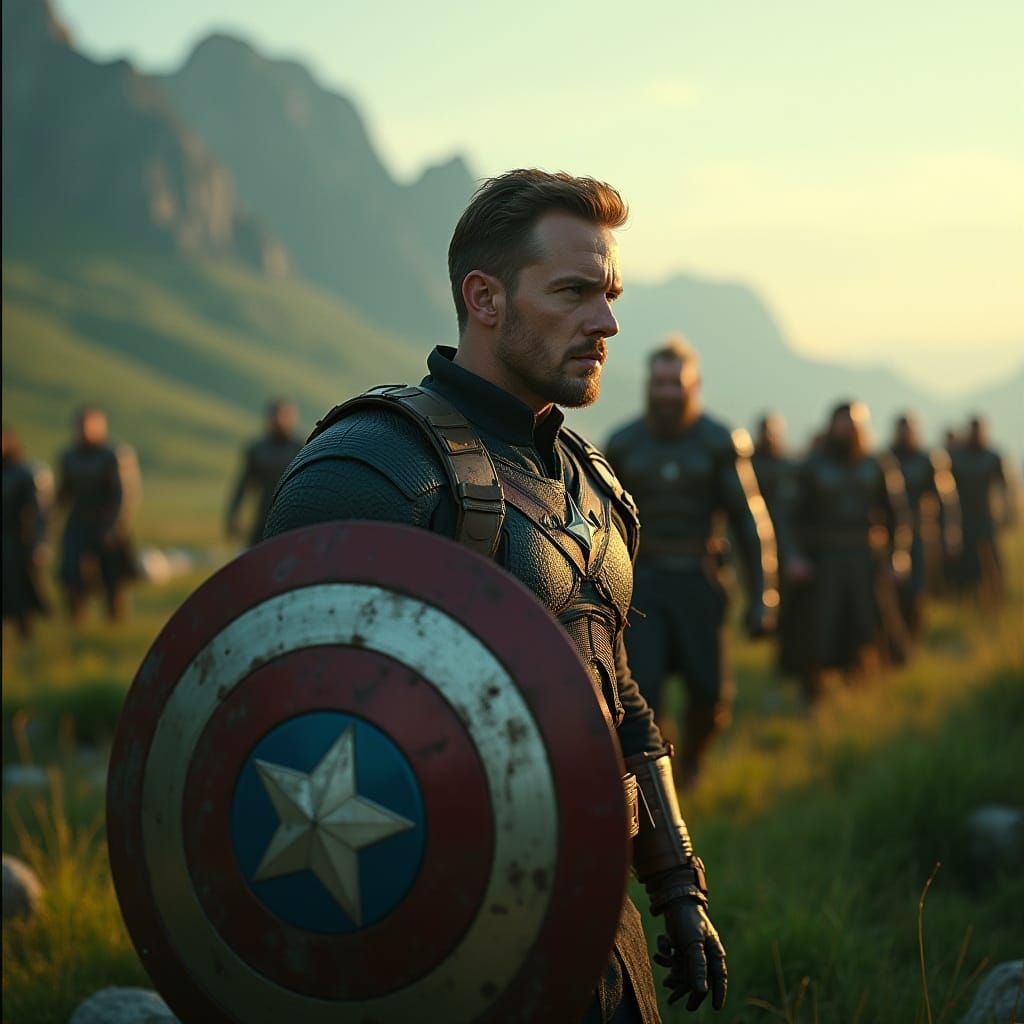Captain America Leads Viking Warriors in Epic Alfheim Battle